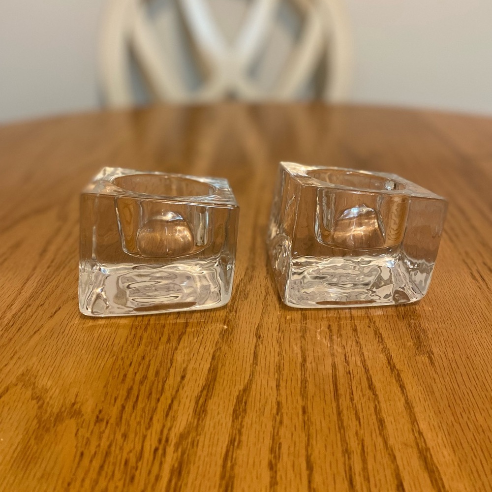 Kosta Boda Cube Crystal Candle Holders